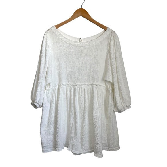 Free People FP Beach Beyond Obsessed Romper Sz Medium White Textured Boho - Picture 2 of 9